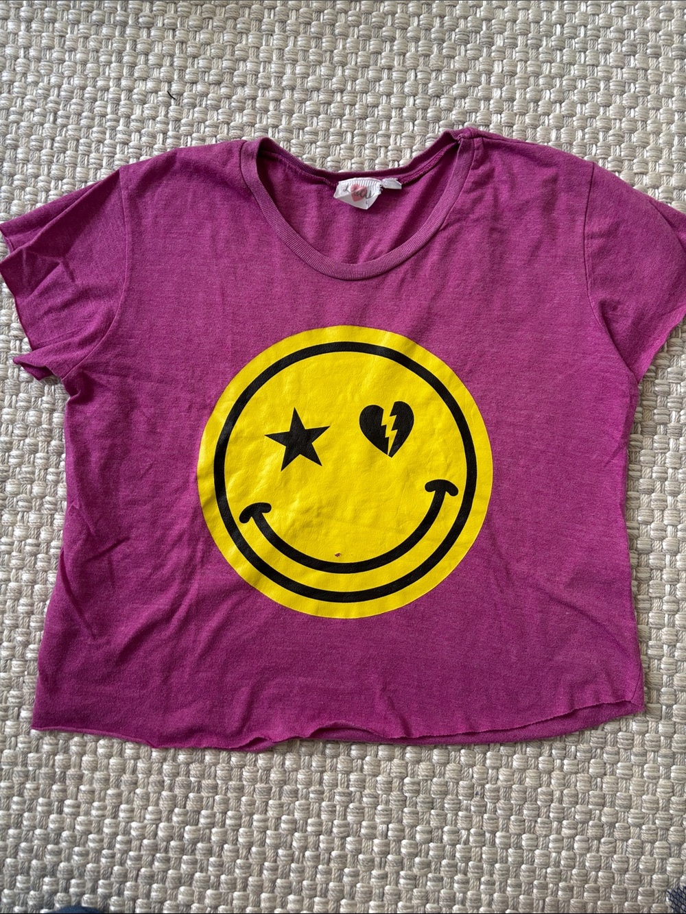 Lucy Kids Magenta Short-Sleeve Tee with Yellow Smiley Graphic